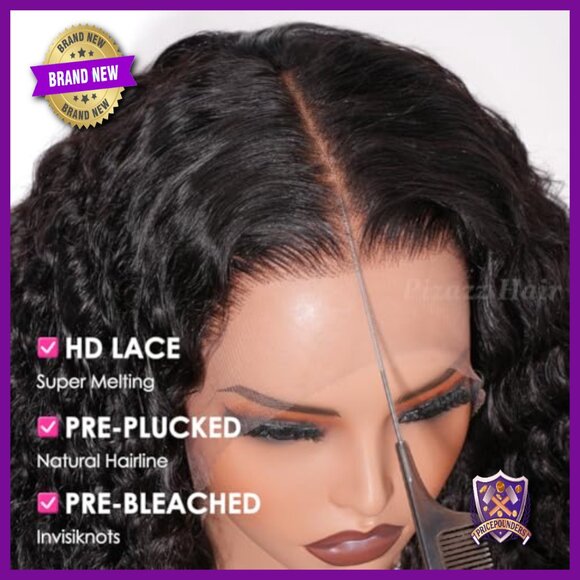 26 Inch Human Hair Lace Front Wig Pre Plucked Bleached Knots Deep Wave main image 5
